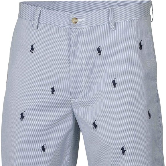 POLO by Ralph Lauren Men's 9 inch Classic Fit Blue Striped Shorts - Picture 1 of 6